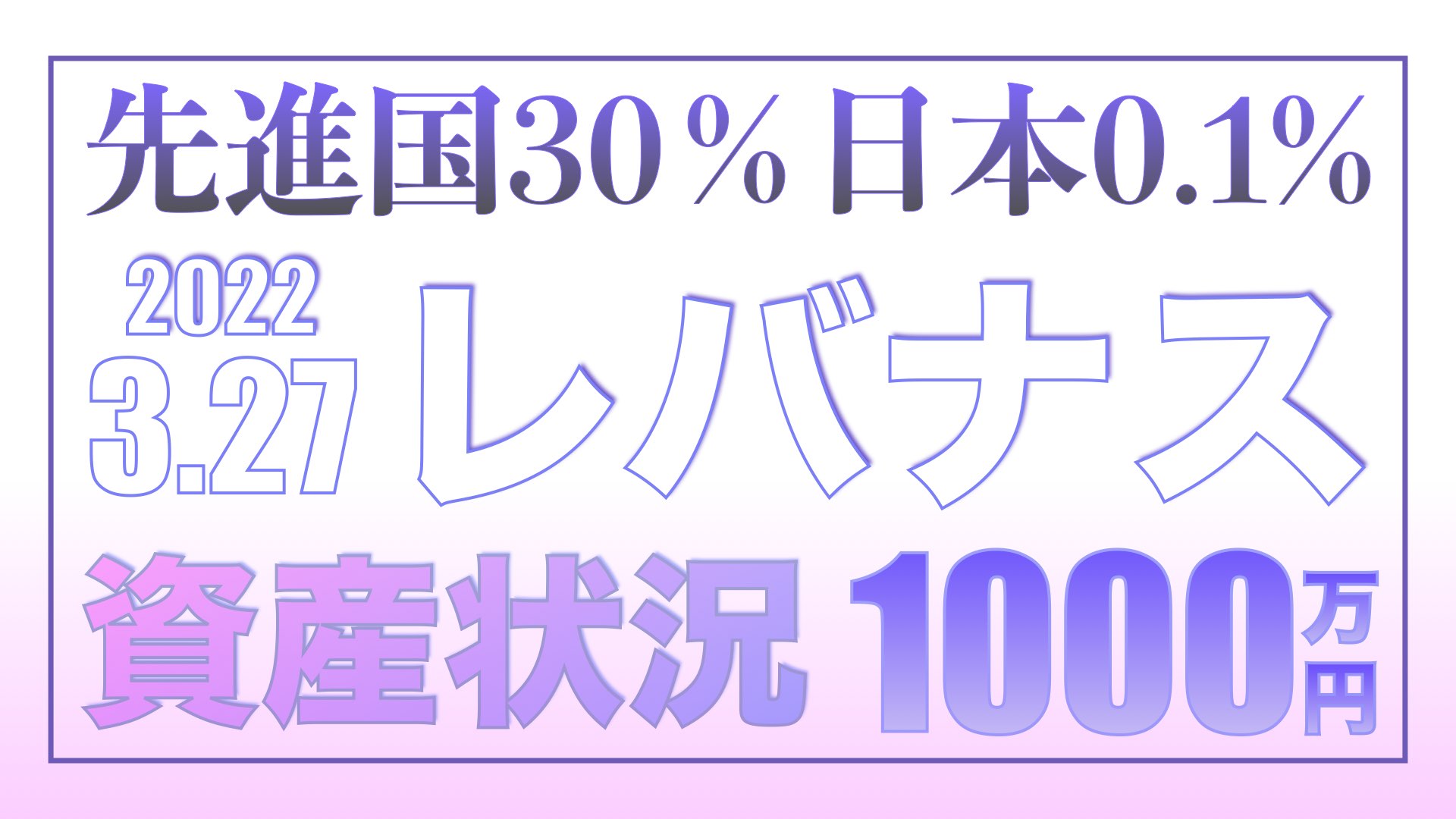 先進国30％日本0.1%の目覚め率3.27【資産状況】レバナス一括投資1000万円の結果
