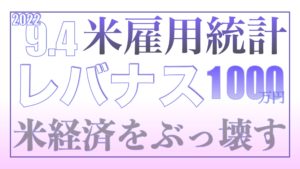 【米雇用統計】労働市場は健全だから経済をぶっ壊す！9.4【資産状況】レバナス一括投資1000万円の結果