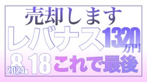 レバナス売却します。これで最後8.18【資産状況】レバナス1320万円の結果